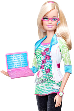 A Barbie with a notebook